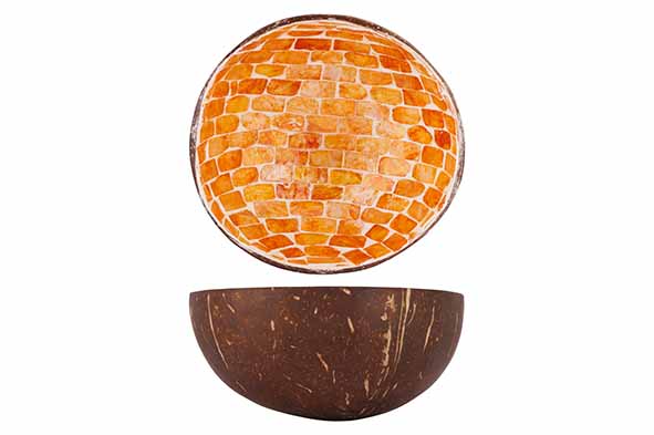 Cocosbowl, goud mozaïek, Ø 14 cm