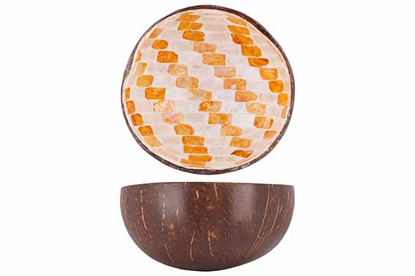 Cocosbowl wit-goud mozaïek Ø 14 cm
