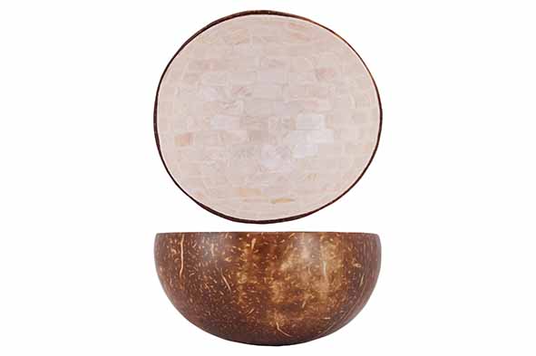 Cocosbowl wit mozaïek Ø 14 cm
