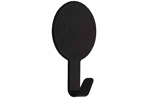 Ronde zelfklevende haak Gadget Hooks, set van 4, zwart metaal, 14,5 x 9,5 x 1,5 cm