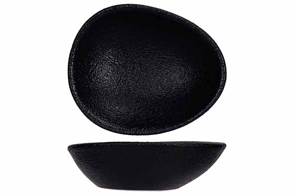 Black porcelain apero dish, 9 x 7 x 4.5 cm