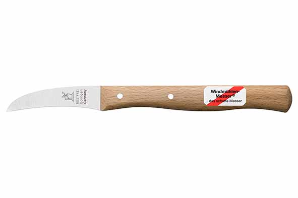 Molenmes gebogen schilmes 59 mm roestvrij, beuken handvat