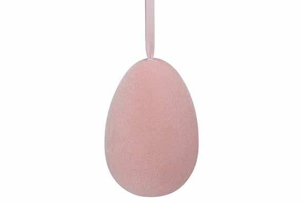 Paasei hanger flocked lichtroze 13 x 13 x 20 cm kunststof