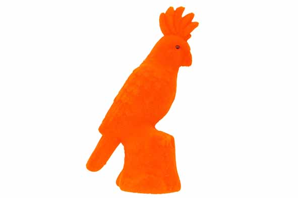 Papegaai geflockt oranje 8 x 5 x 15,5 cm