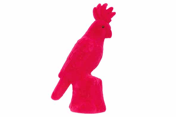Papegaai flocked fuchsia kunststof 8 x 5 x 15,5 cm