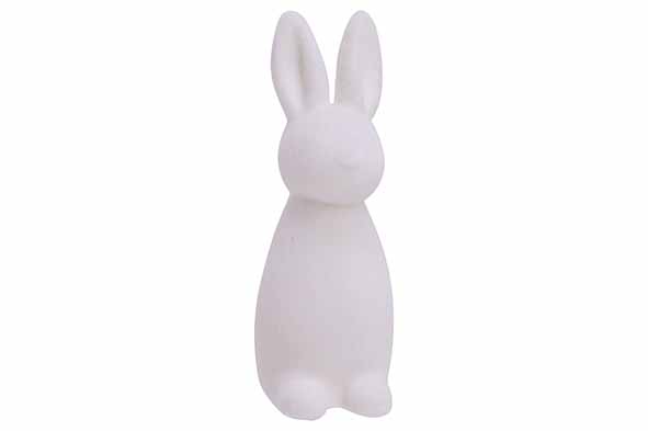 Kaninchen Flocked weiß 6,5 x 4,5 x 15 cm Kunststoff