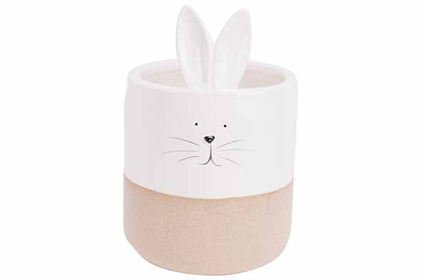 Topf Rabbit Face - Ohren rosa rund 13 x 13 x H 19,8 cm Porzellan