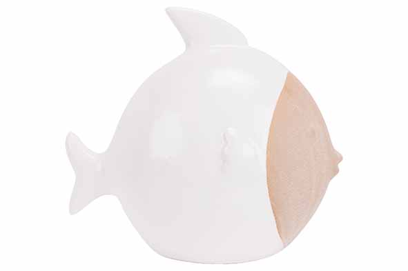 Fisch rough head weiss, Porzellan 22,5 x 12,7 x 20 cm