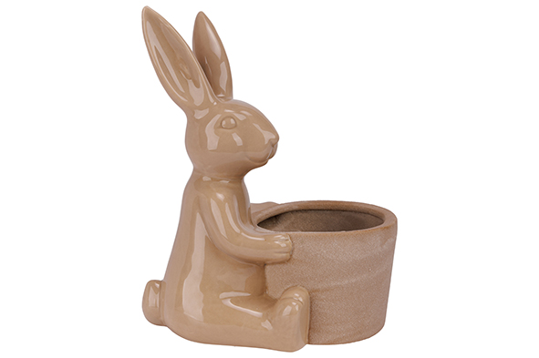 Konijn porselein taupe 19,2 x 12,7 x 23,8 cm