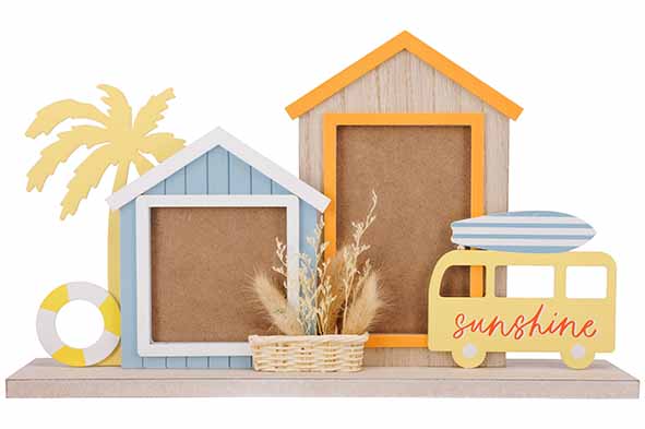Fotolijst x2 Sunshine meerkleurig 40 x 8 x 24 cm mdf