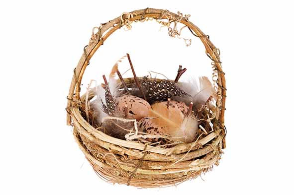 Nest mit Eiern und Henkel natur 10 x 10 x 12 cm