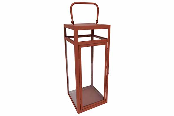 Laterne terrakotta 16,8 x 16,8 x 41,5 cm quadratisch Metall-Glas