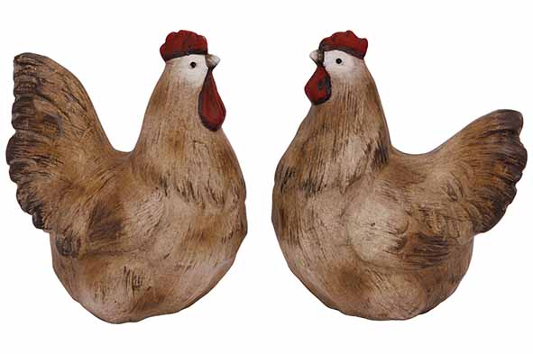 Beeld Ass2 chicken-rooster bruin 12,7 x 9,2 x 15,2 cm dolomiet