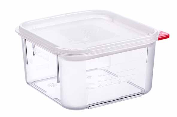 Versehouddoos 2 l polycarbonaat met deksel transparant 19,5 x 19,5 x 10 cm
