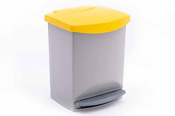 Recycled pedaalemmer, grijs/geel, 25 l, 31 x 33,5 x 42 cm