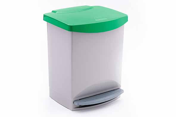 Recycled pedaaleemmer grijs/groen 25 l 31 x 33,5 x 42 cm