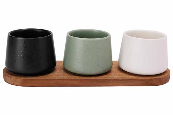 Bites aperoset set of 4, serving board 30 x 10 cm, 3 bowls Ø 9 x 7 cm