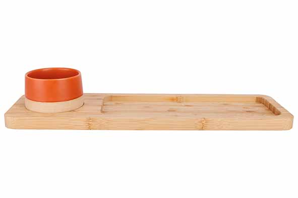 Dela aperoset van 2 serveerplank 48 x 12 cm en kom Ø 9,5 x 5,5 cm