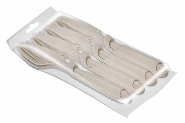 Gourmet bestekset, 4 x mes-vork-lepel met houder