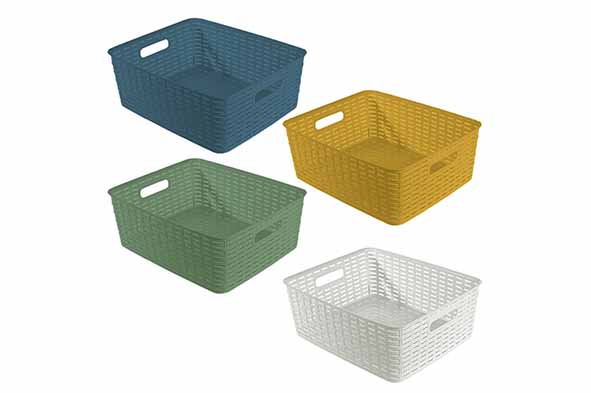 Panier en rotin Nº4 12 l lot de 4 37,5 x 30,4 x H 13,5 cm