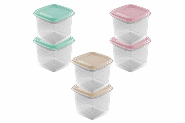 Lot de 2 boîtes à provisions Palermo, 0,7 l, 11,5 x 11,5 cm