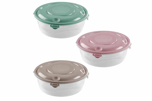 Boîte hermétique Moscu, 3 pièces, 0,5 l, rond, couleurs assorties, 13,5 x 13,5 x 5,5 cm