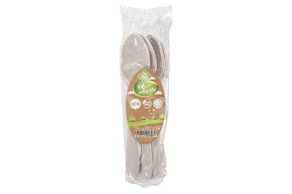 Gourmet tafellepel, set van 6, kunststof, beige, 18 x 4 x 2,5 cm