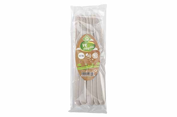 Gourmet set van 6 tafelmessen beige 18 x 2,5 x 2,5 cm