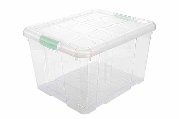 Opbergbox Nº2 transparant 25 l met sluitingen, 42,2 x 35 x 25,6 cm
