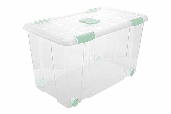 Opbergbox 90 l met sluitingen en wielen