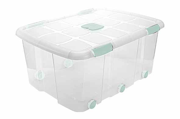 Opbergbox 100 l met sluitingen en wielen