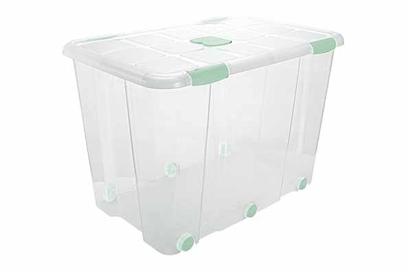 Opbergbox 160 l met sluitingen en wielen 80,7 x 51,5 x 55 cm