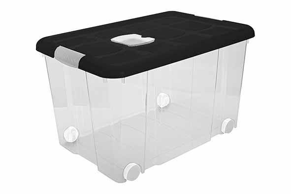 Opbergbox ecofriendly 55 l met sluitingen en wielen