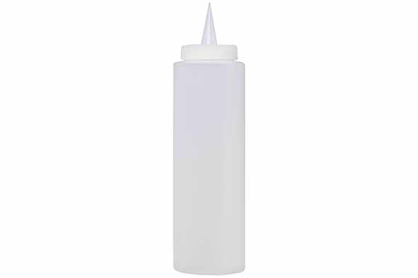 Doseerfles 400 ml, Ø 5,5 cm, wit/transparant