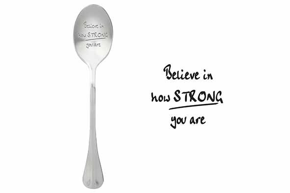 Spoons koffielepel Believe in How Strong You Are, set van 3, roestvrij staal