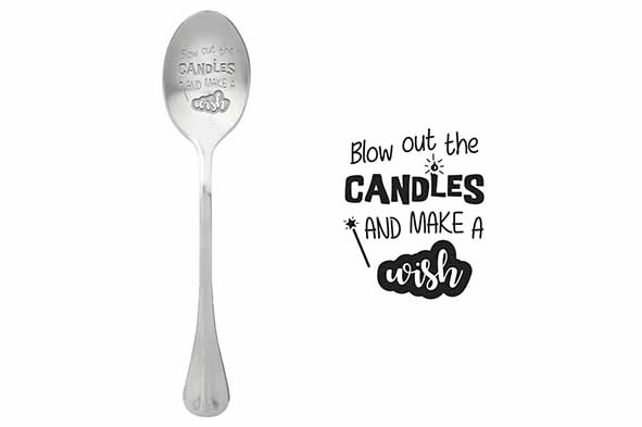 Spoons koffielepel Blow Out the Candles and Make a Wish, set van 6, roestvrij staal