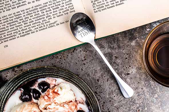 Spoons koffielepel So Many Books, So Little Time, set van 3, roestvrij staal