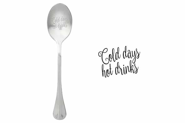 Set van 6 One Message koffielepels Cold Days Hot Drinks, 15,2 cm