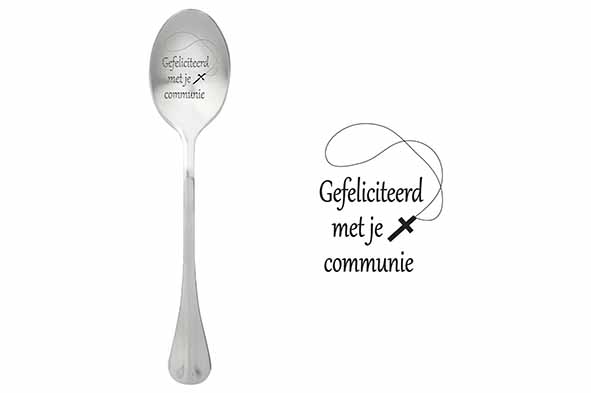 One Message Spoon koffielepel Gefeliciteerd met je communie set van 6
