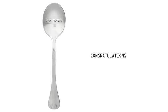 Koffielepels Spoons set van 6, 'Congratulations', zilver