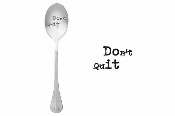 Koffielepels Spoons set van 6, 'Don't quit', zilver