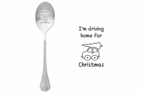 Koffielepel 'I'm driving home for Christmas', set van 6, 15,2 x 3,6 x 2,9 cm
