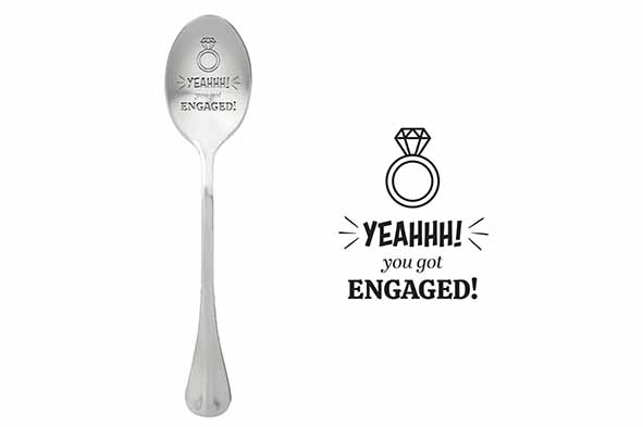 Spoons koffielepel set van 6 Yeah You Got Engaged