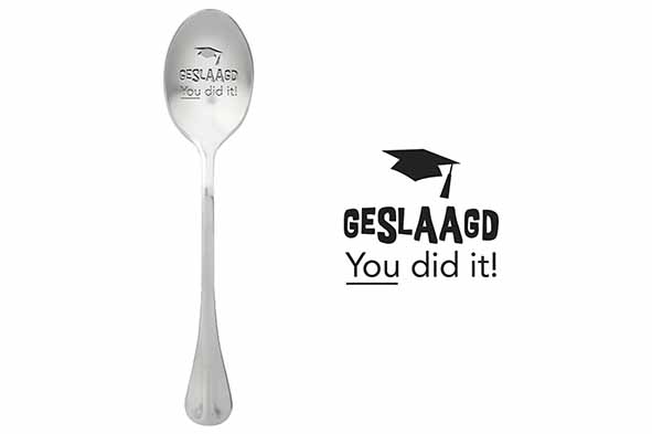 Spoons koffielepel set van 6 Geslaagd You Did It