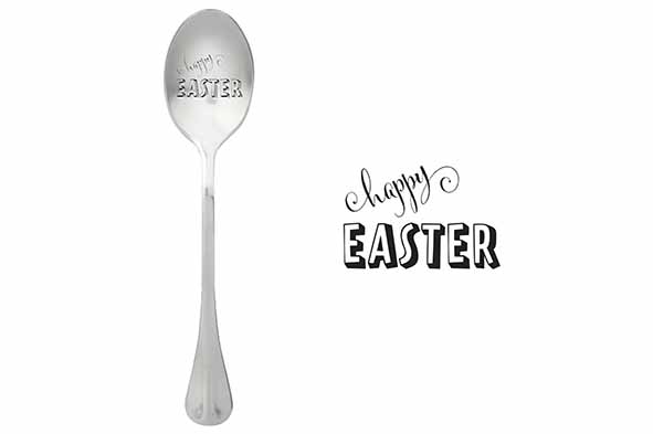 Set van 6 One Message Spoon koffielepel zilver Happy Easter