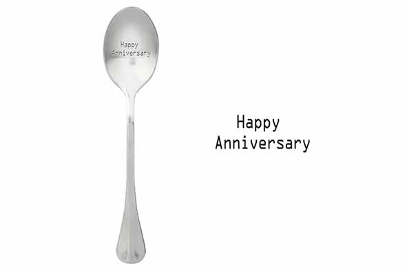 Set van 6 One Message koffielepels Happy Anniversary, 15,2 cm