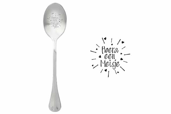 Hoera een meisje koffielepels, set van 6, zilver