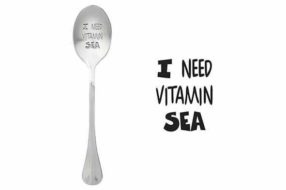 One Message Spoon koffielepel, set van 6, I need vitamin sea, 15,2 cm