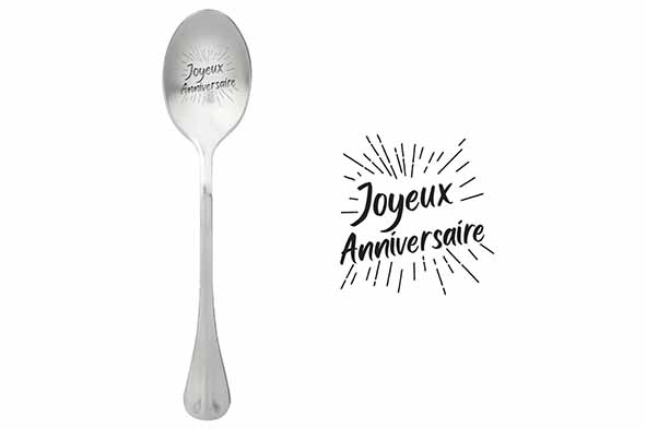 One Message Spoon set van 6 joyeux anniversaire