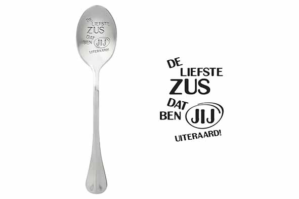 Set van 6 koffielepels One Message De liefste zus dat ben jij uiteraard